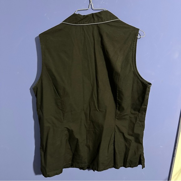 Black & White Trim VTG Vest Charters Club 14 Old Money Classic Grunge 100 Cotton - Picture 2 of 3